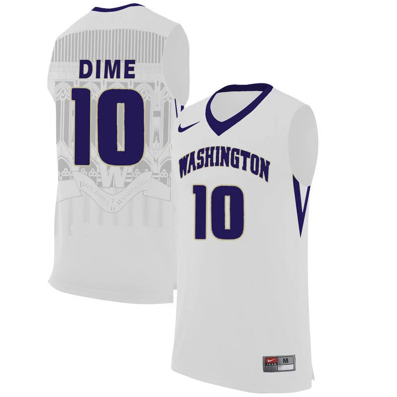 Basketball Jersey for High-Quality Materials-Washington Huskies 10 Malik Dime White College Basketball Basketball Jersey