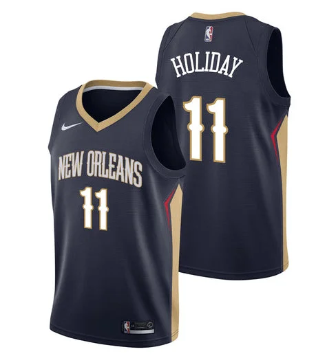 Basketball Jersey for Customizable Athletic Wear-Pelicans 11 Jrue Holiday Navy Swingman Basketball Jersey