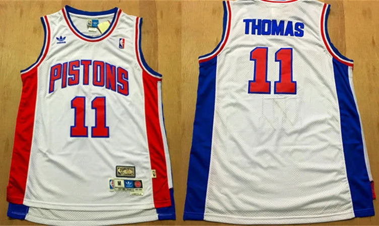 Basketball Jersey for Breathable Material for Athletes-Pistons 11 Isiah Thomas White Hardwood Classics Swingman Basketball Jersey