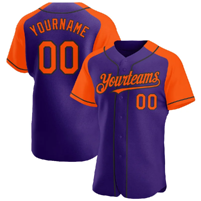 Baseball Jersey for Stylish Street Wear-Custom Purple Orange-Black Authentic Raglan Sleeves Baseball Jersey