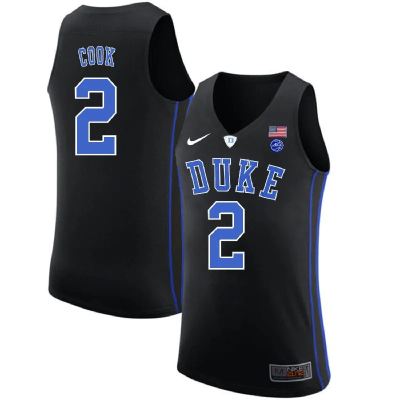 Basketball Jersey for Kids-Duke Blue Devils 2 Quinn Cook Black College Basketball Basketball Jersey