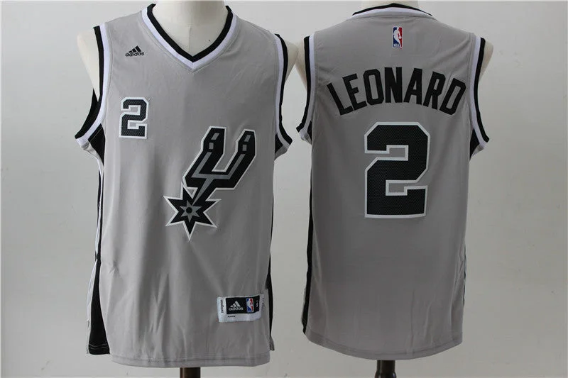 Basketball Jersey for High School Teams-Spurs 2 Kawhi Leonard Grey Swingman Basketball Jersey