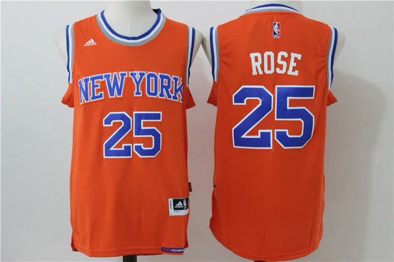 Basketball Jersey for Vintage Style-Knicks 25 Derrick Rose Orange Swingman Basketball Jersey