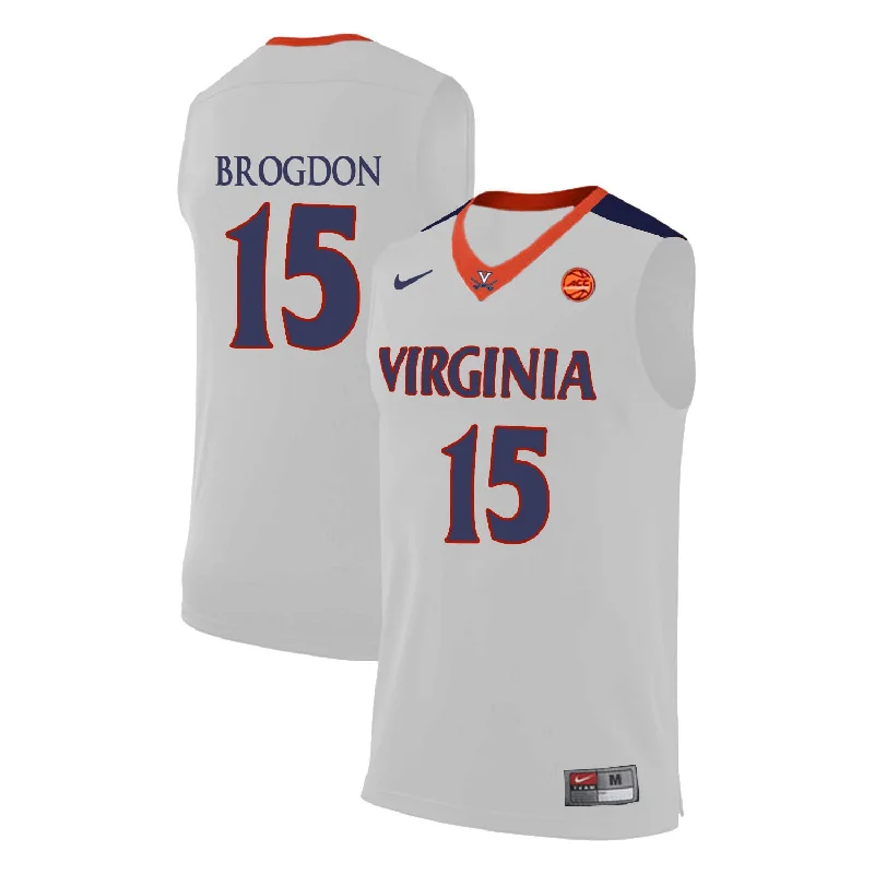 Basketball Jersey for Game Performance Apparel-Virginia Cavaliers 15 Malcolm Brogdon White College Basketball Basketball Jersey