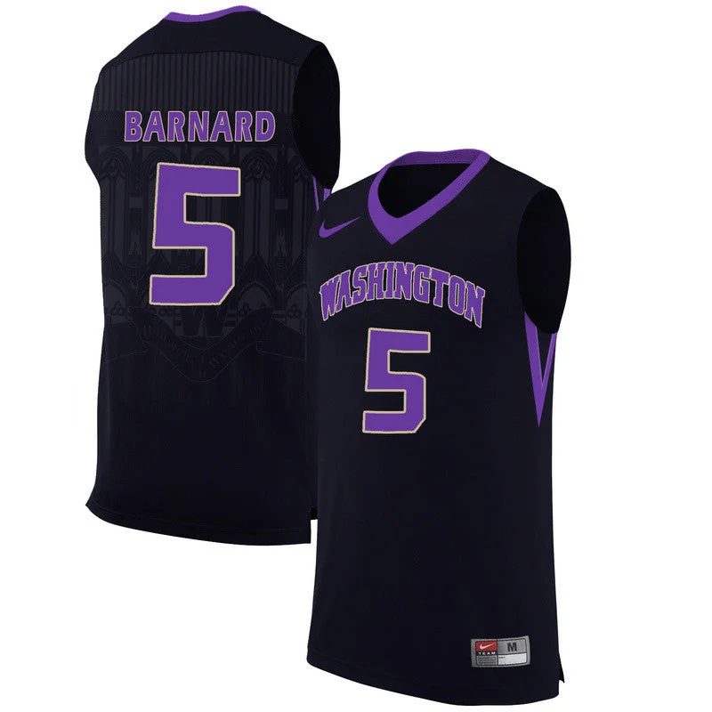 Basketball Jersey for Fast-Drying Basketball Gear-Washington Huskies 5 Quin Barnard Black College Basketball Basketball Jersey