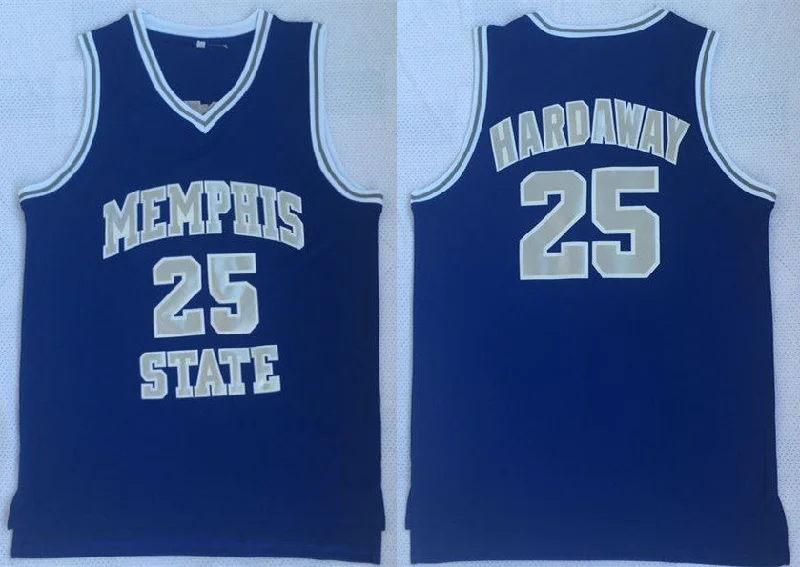 Basketball Jersey for Team Uniform Designs-Memphis Tigers 25 Penny Hardaway Blue College Basketball Basketball Jersey