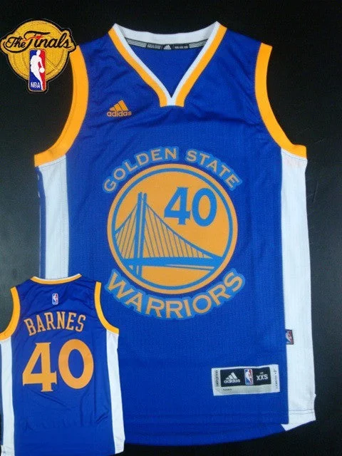 Basketball Jersey for Premium Custom Fan Designs-Warriors 40 Barnes Blue 2015 Finals New Rev 30 Basketball Jersey