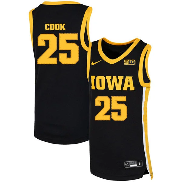 Basketball Jersey for Comfortable and Durable Fabric-Iowa Hawkeyes 25 Tyler Cook Black Basketball College Basketball Jersey