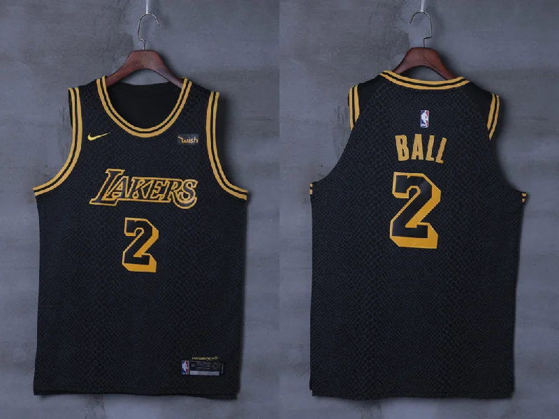 Custom Basketball Jersey for Players-Lakers 2 Lonzo Ball Black City Edition Authentic Basketball Jersey