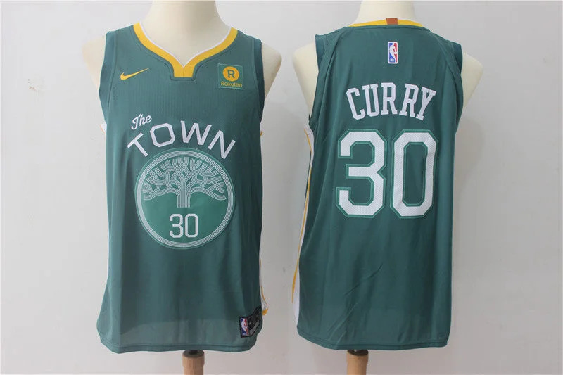 Basketball Jersey for All-Weather Basketball Gear-Warriors 30 Stephen Curry Green The Town Authentic Basketball Jersey