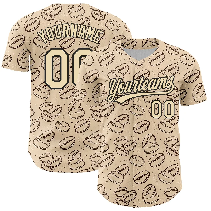 Baseball Jersey for College Teams-Custom City Cream Black 3D Pattern Design International Coffee Day Authentic Baseball Jersey