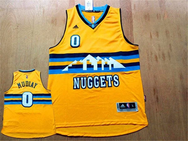 Basketball Jersey for Game Performance Apparel-Nuggets 0 Emmanuel Mudiay Yellow Swingman Basketball Jersey