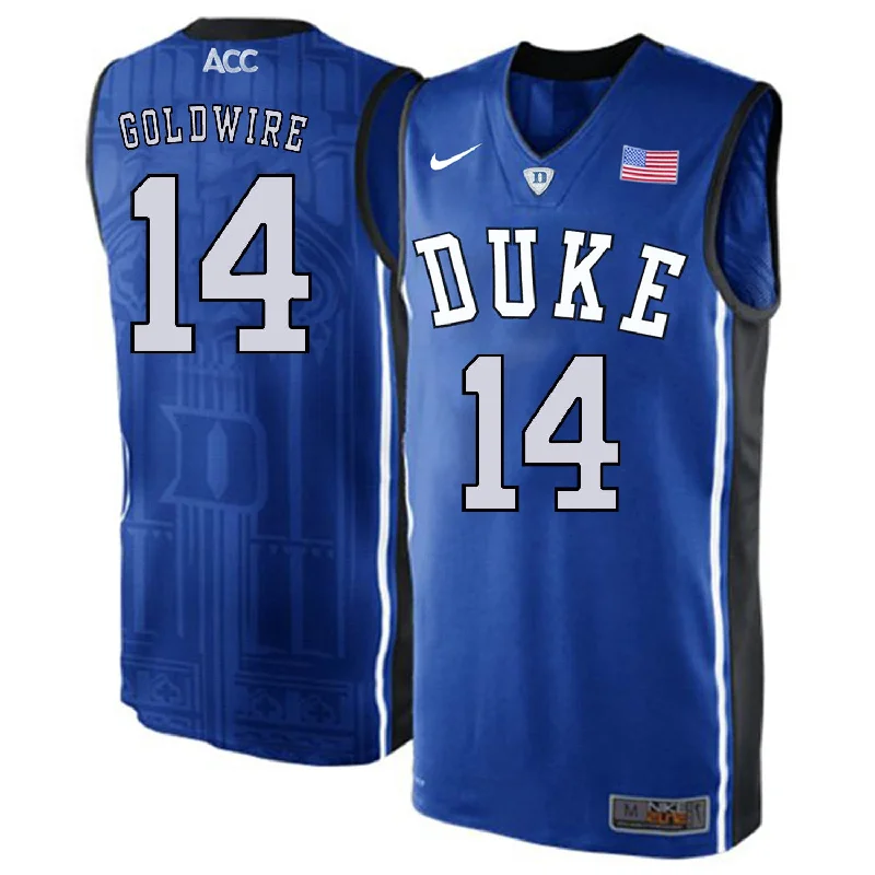 Basketball Jersey for Team Sports Gear-Duke Blue Devils 14 Jordan Goldwire Blue Elite College Basketball Basketball Jersey