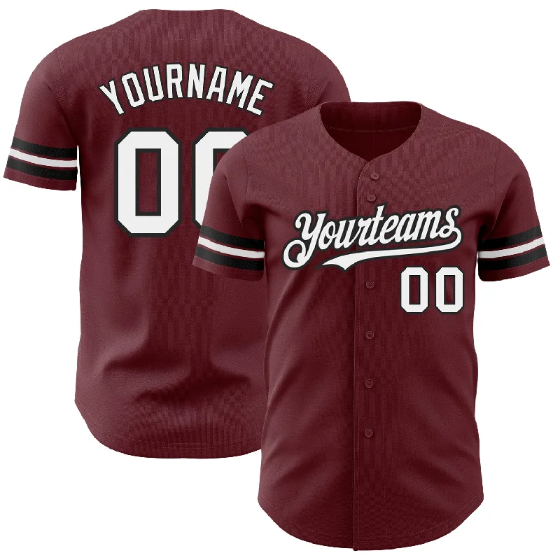 Baseball Jersey for Fast-Pitch Softball-Custom Burgundy White-Black Authentic Baseball Jersey