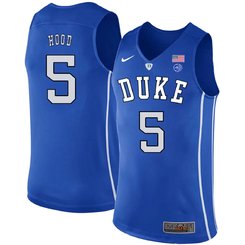 Basketball Jersey for Game Day Wear-Duke Blue Devils 5 Rodney Hood Blue College Basketball Basketball Jersey