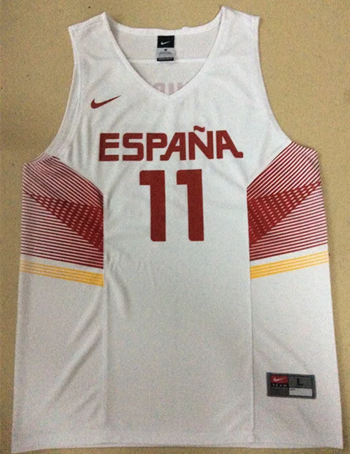 Basketball Jersey for Stylish Team Jerseys-Spain 11 Ricky Rubio White 2014 FIBA Basketball Jerseys