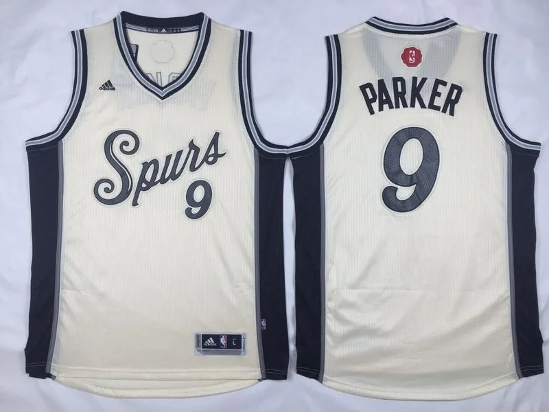 Basketball Jersey for Personalized Fan Gear-Spurs 9 Tony Parker Cream 2015-16 Christmas Day Swingman Basketball Jersey