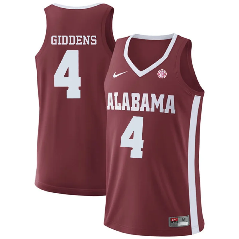 Basketball Jersey for Premium Fabric Finish-Alabama Crimson Tide 4 Daniel Giddens Red College Basketball Basketball Jersey