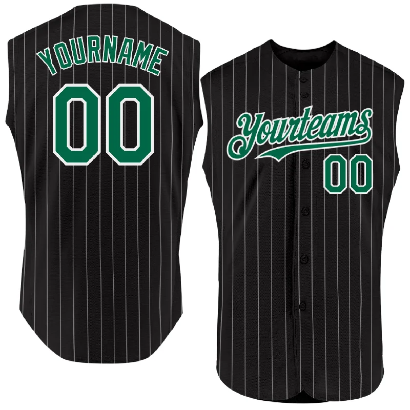 Baseball Jersey for Team Player Fit-Custom Black Gold Pinstripe Gold Authentic Sleeveless Baseball Jersey