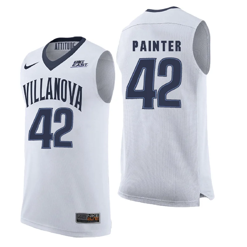 Basketball Jersey for Comfortable Game Day Apparel-Villanova Wildcats 42 Dylan Painter White College Basketball Elite Basketball Jersey