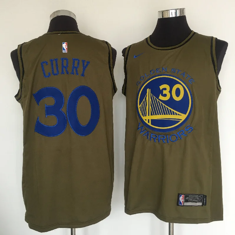 Basketball Jersey for Full-Body Performance Fit-Warriors 30 Stephen Curry Olive Swingman Basketball Jersey