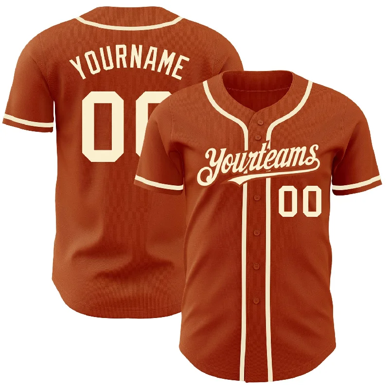 Baseball Jersey for Official Team Uniforms-Custom Texas Orange Cream Authentic Baseball Jersey