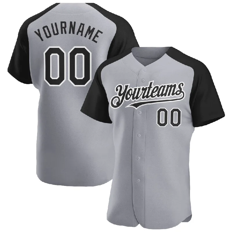 Baseball Jersey for Game-Ready Performance-Custom Gray Black-White Authentic Raglan Sleeves Baseball Jersey