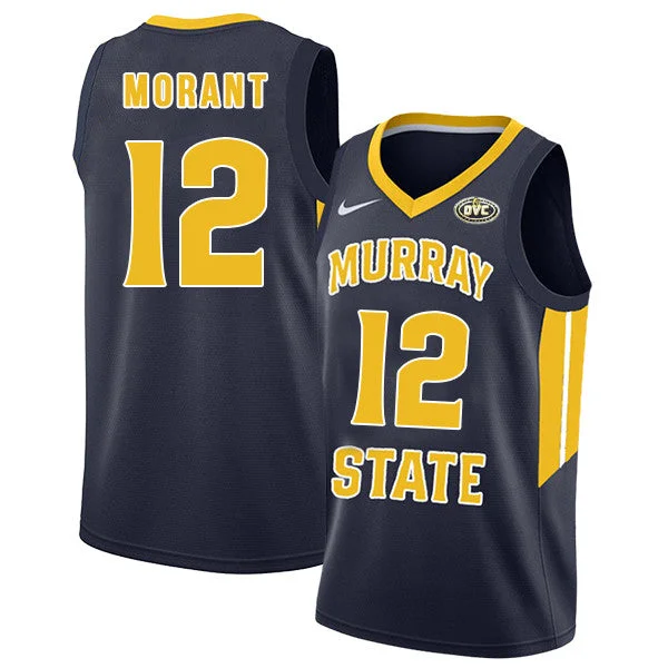 Basketball Jersey for School Basketball Team Wear-Murray State Racers 12 Ja Morant Navy College Basketball Basketball Jersey