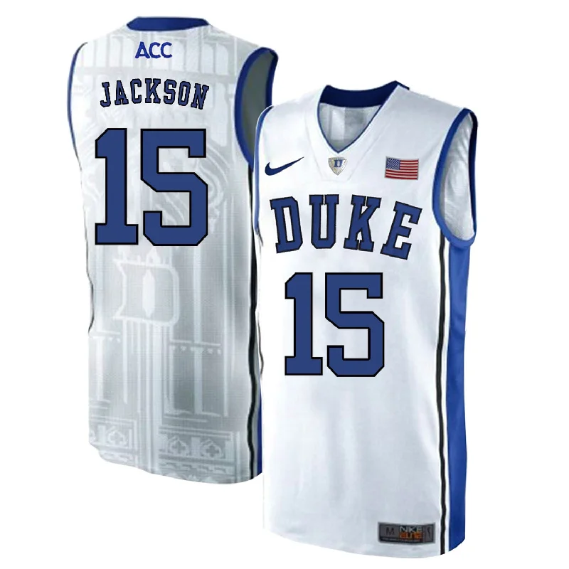 Basketball Jersey for Custom Player Names-Duke Blue Devils 15 Frank Jackson White Elite College Basketball Basketball Jersey