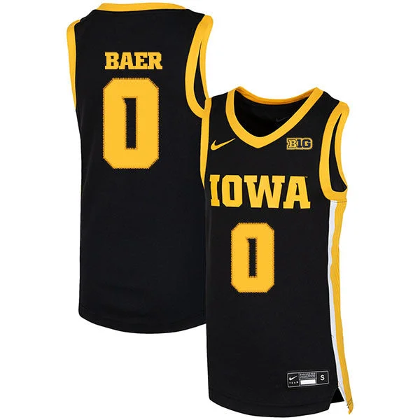 Basketball Jersey for Easy to Customize Design-Iowa Hawkeyes 0 Michael Baer Black Basketball College Basketball Jersey