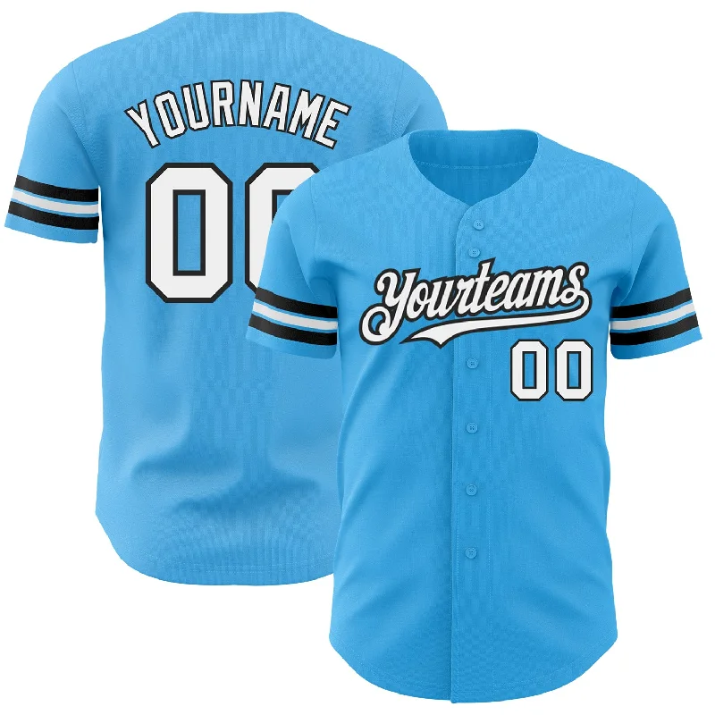 Baseball Jersey for Personalized Player Designs-Custom Sky Blue White-Black Authentic Baseball Jersey