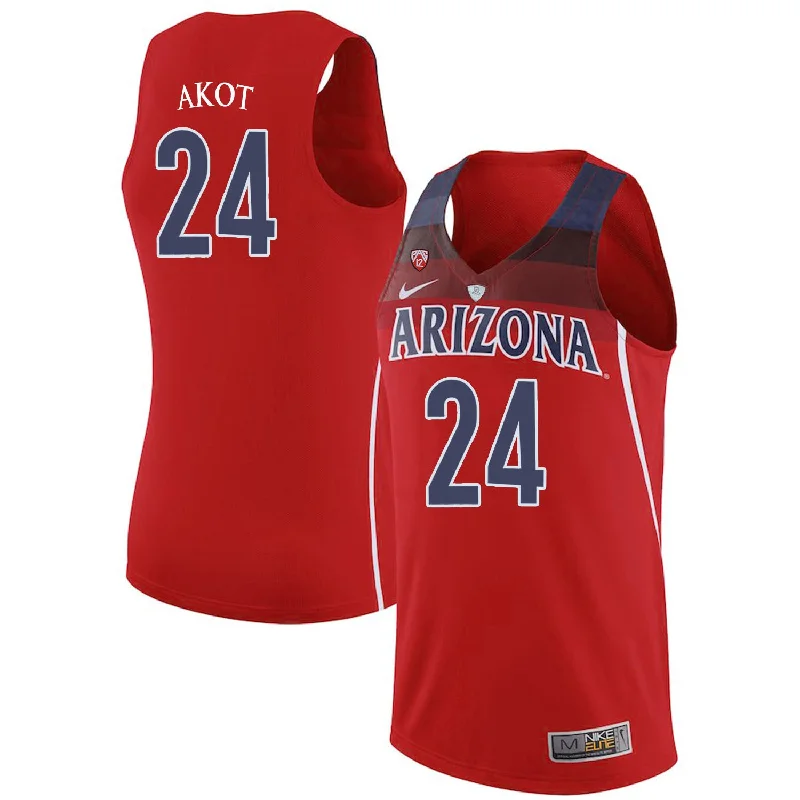 Basketball Jersey for Game Performance and Comfort-Arizona Wildcats 24 Emmanuel Akot Red College Basketball Basketball Jersey