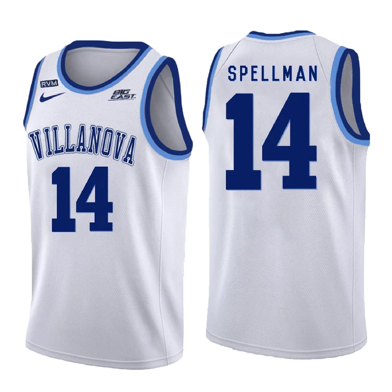 Basketball Jersey for Comfortable and Supportive Fit-Villanova Wildcats 14 Omari Spellman White College Basketball Basketball Jersey