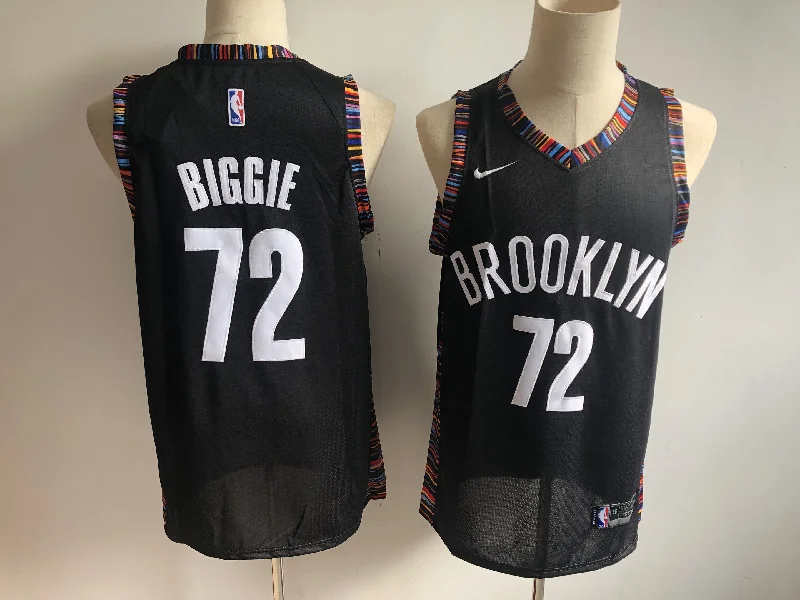 Basketball Jersey for Kids and Adults Basketball Teams-Nets 72 Biggie Black City Edition Swingman Basketball Jersey