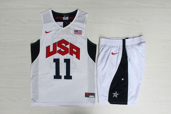 Basketball Jersey for School Basketball Team Wear-USA 11 Kevin Love White 2012 Dream Team Basketball Jersey(With Shorts)