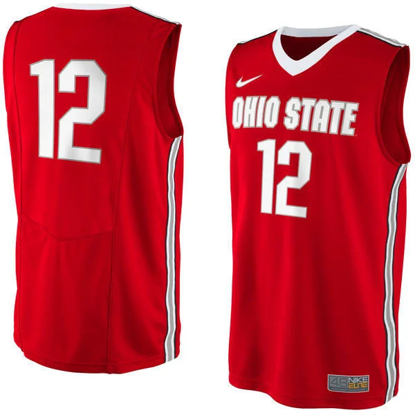 Basketball Jersey for Game-Day Fan Gear-Ohio State Buckeyes #12 Red Basketball College Basketball Jersey