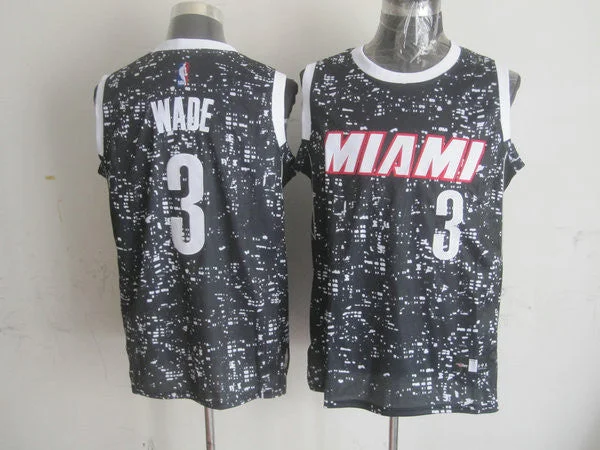 Basketball Jersey for Classic and Modern Designs-Heat 3 Dwyane Wade Black City Luminous Basketball Jersey