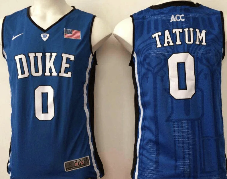 Basketball Jersey for Breathable Fabric-Duke Blue Devils 0 Jayson Tatum Navy College Basketball Basketball Jersey