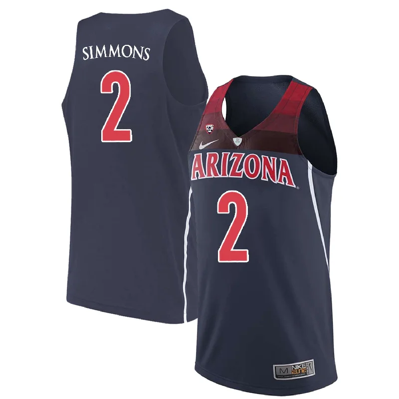 Basketball Jersey for Authentic Team Look-Arizona Wildcats 2 Kobi Simmons Navy College Basketball Basketball Jersey