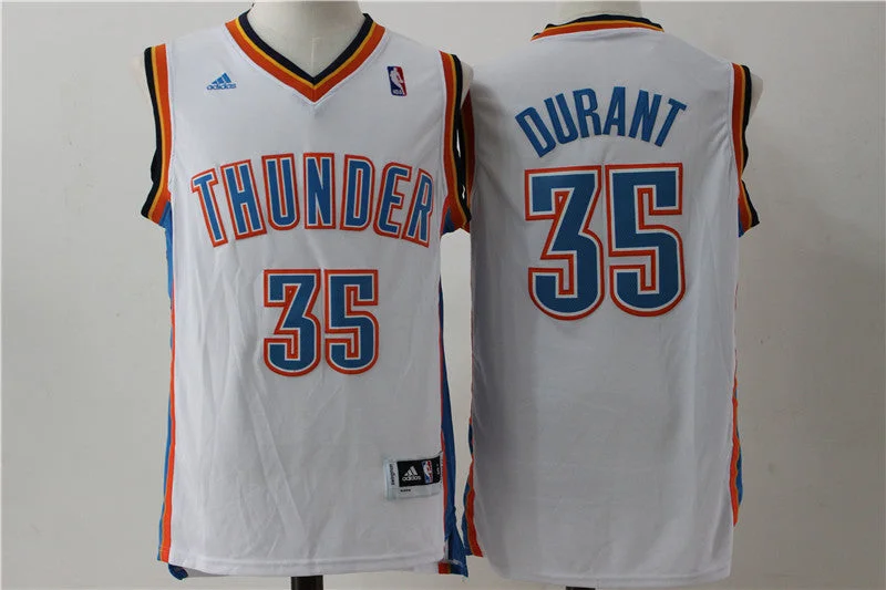 Basketball Jersey for Premium Fabric and Design-Thunder 35 Kevin Durant White Swingman Basketball Jersey