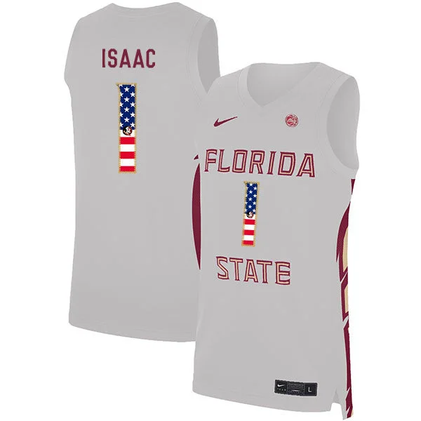 Basketball Jersey for Team-Specific Customization-Florida State Seminoles 1 Jonathan Isaac White USA Flag Basketball College Basketball Jersey