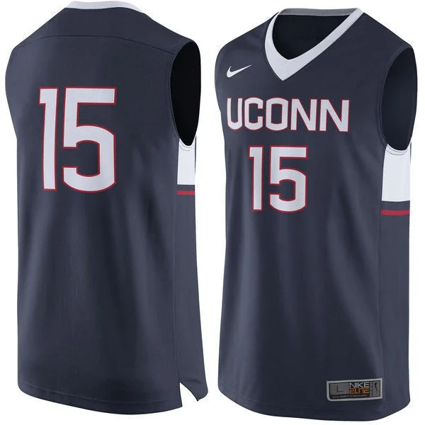 Basketball Jersey for Game Performance Apparel-UConn Huskies #15 Navy Blue Basketball College Basketball Jersey