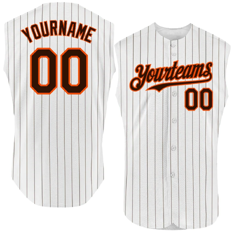 Baseball Jersey for Sporty Casual Wear-Custom Black White Pinstripe White Authentic Sleeveless Baseball Jersey