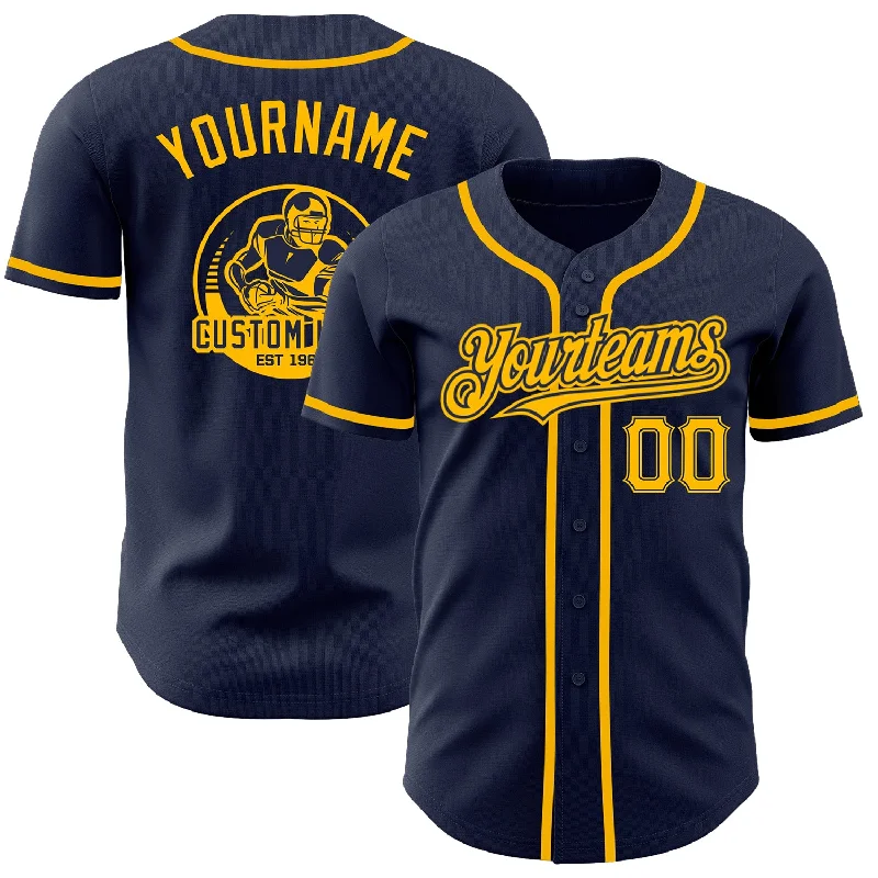 Baseball Jersey for Custom Colors-Custom Navy Gold Authentic Baseball Jersey