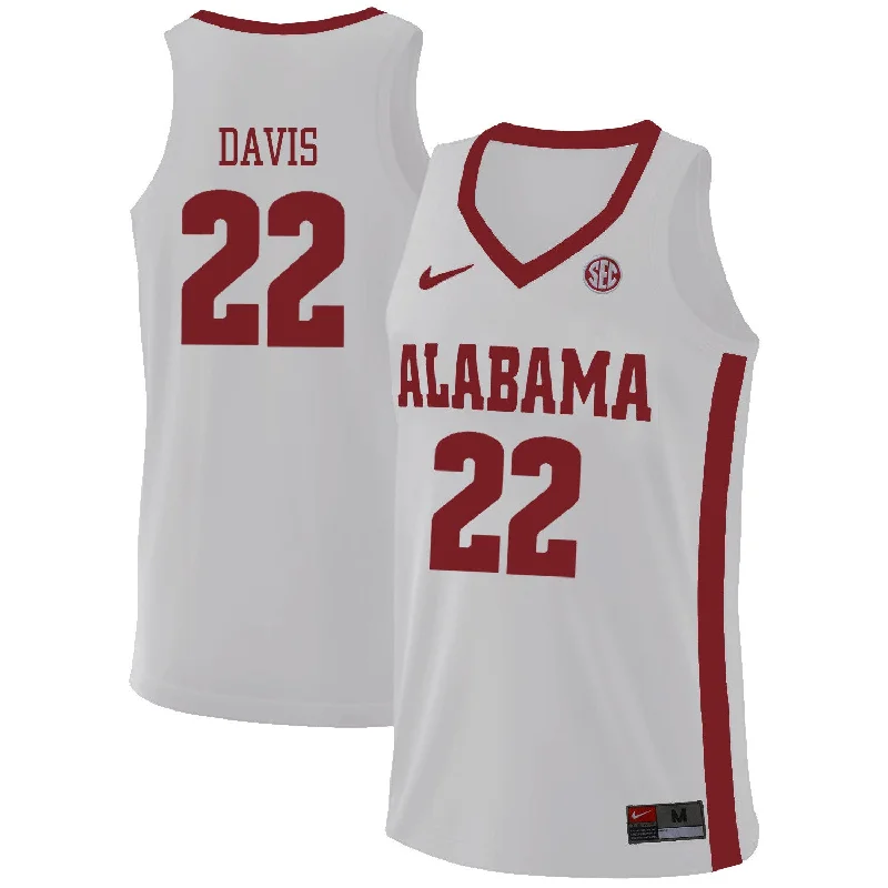 Basketball Jersey for Custom Fan Apparel-Alabama Crimson Tide 22 Ar'mond Davis White College Basketball Basketball Jersey