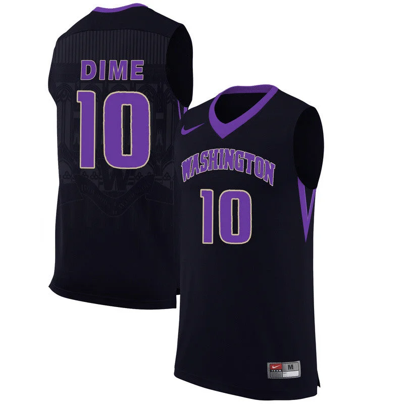 Basketball Jersey for Casual Wear and Sports Events-Washington Huskies 10 Malik Dime Black College Basketball Basketball Jersey