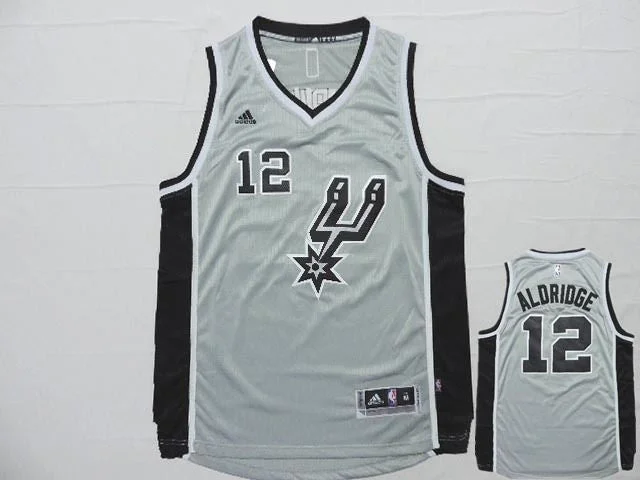 Basketball Jersey for Retro Basketball Look-Spurs 12 LaMarcus Aldridge Grey New Swingman Basketball Jersey