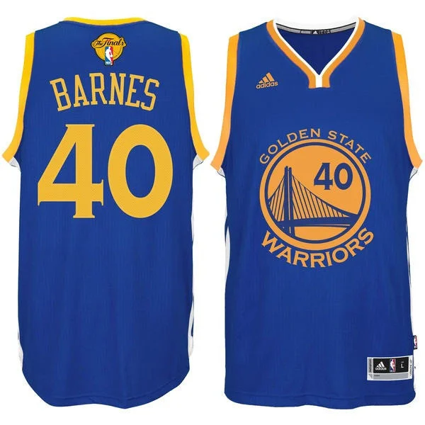 Basketball Jersey for Customizable Color Options-Warriors 40 Harrison Barnes Royal 2017 Finals Swingman Basketball Jersey