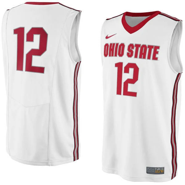 Basketball Jersey for Lightweight Material-Ohio State Buckeyes #12 White Basketball College Basketball Jersey