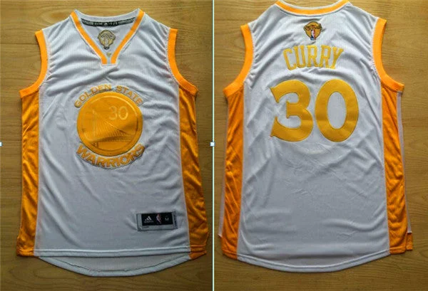 Basketball Jersey for Game Night Wear-Warriors 30 Stephen Curry White 2015 Champions Basketball Jersey